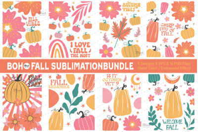 Boho Fall PNG Sublimation Bundle