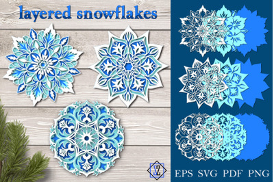 Layered snowflakes