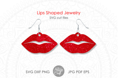 Lips earrings SVG cut file for laser cutting