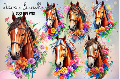 Flowers horse png bundle | 5 horse clipart png sublimation bundle