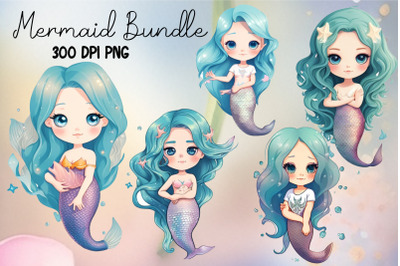 Cute mermaid sublimation bundle | mermaid png clipart bundle