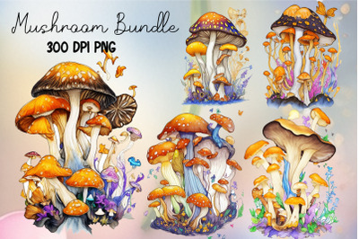 Mushroom PNG Clipart Bundle | 5 PNG Mushroom Clipart Sublimation