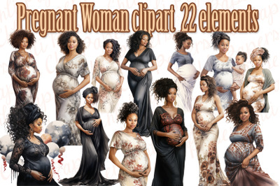 Pregnant woman clipart,Pregnancy clipart,Black Woman Clipart,Maternity
