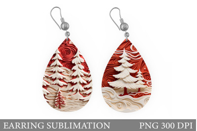 Winter Teardrop Earring. Christmas Tree Earring Design