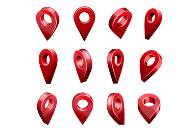 Location map pin pointer icons. Geo locator system sign, travel map pi