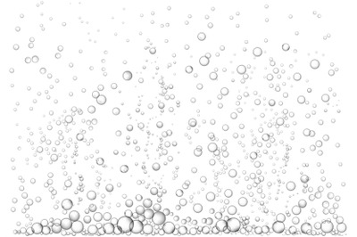 Fizzing bubbly water effect. Transparent rising air bubbles, boiling l