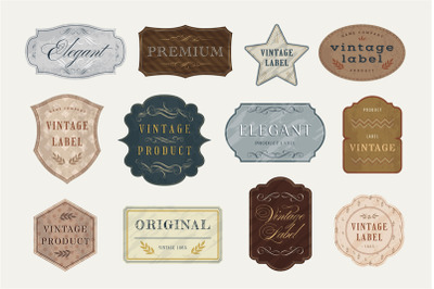 Vintage badge templates. Scrapbook label with ornate frames, elegant o