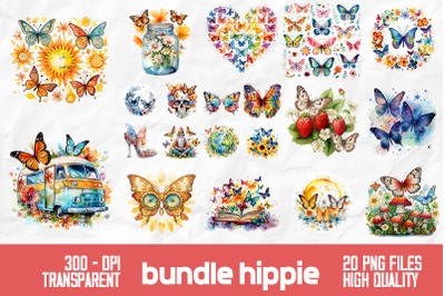 Hippie Butterfly Retro Bundle Design