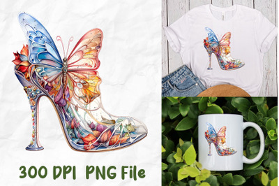 Hippie Butterfly Glass High Heel Rainbow