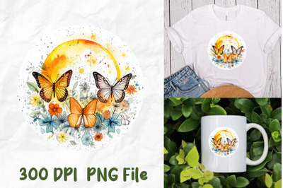 Hippie Butterfly Retro Sunshine Flowers