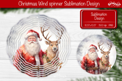 Santa Wind spinner, Christmas wind spinner Sublimation Vintage sublima