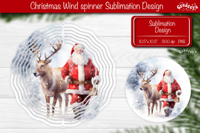 Santa Wind spinner, Christmas wind spinner Sublimation Vintage