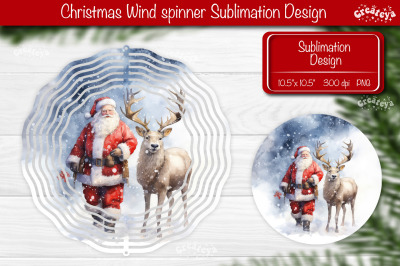 Santa Wind spinner, Christmas wind spinner Sublimation Vintage