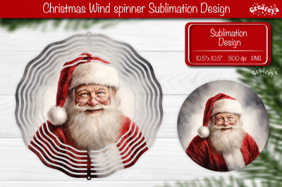 Santa Wind spinner, Christmas wind spinner Sublimation Vintage