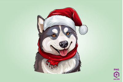 Christmas Siberian Husky Dog