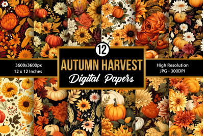 Fall Autumn Harvest Seamless Pattern Digital Papers