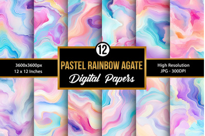 Pastel Rainbow Agate Digital Papers