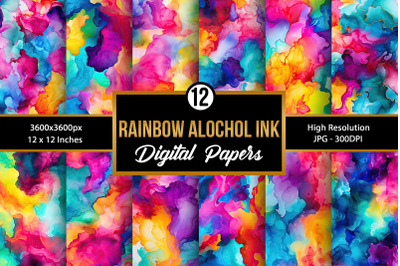 Bright Rainbow Alcohol Ink Backgrounds