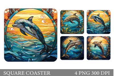 Dolphin Coaster Design. Dolphin Square Coaster Sublimation