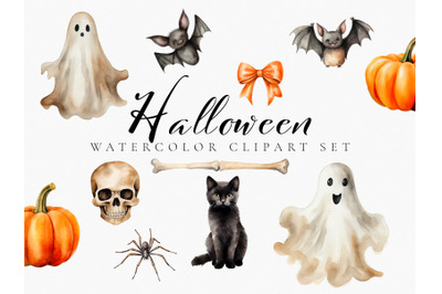 Watercolor Nursery Halloween Clipart Set