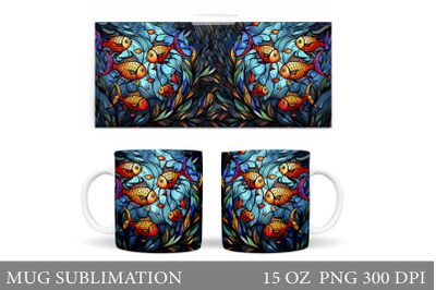 Stained Glass Fish Mug Design. Fish Mug Sublimation