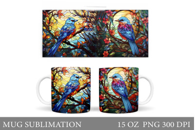 Stained Glass Birds Mug Design. Birds Mug Sublimation