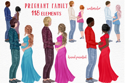 Pregnancy Clipart Pregnant Couple clipart Husband and Wife
