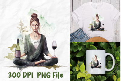 Yoga Meditate Girl Balance Wine