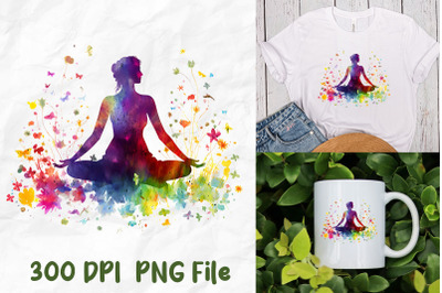 Yoga Meditate Rainbow Wild Flowers