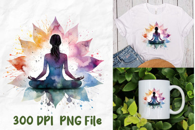 Yoga Meditate Girl Lotus Rainbow