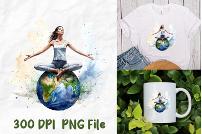 Yoga Meditate Girl Balance Earth Planet