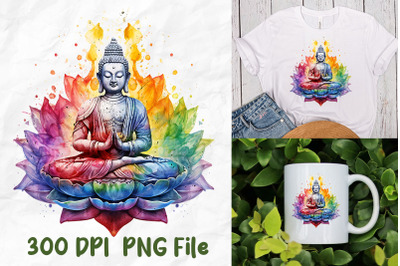 Yoga Meditate Buddha Lotus Rainbow