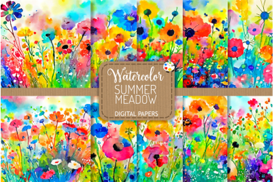 Summer Meadow - Transparent Watercolor Floral Art