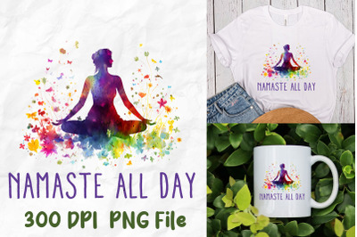 Namaste All Day Yoga Girl Wild Flowers