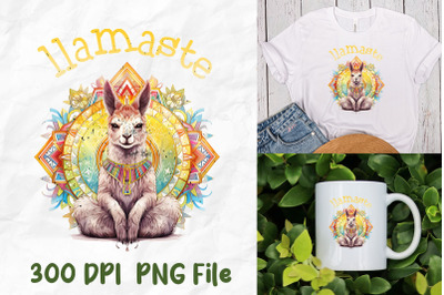 Llamaste Yoga Llama Mandala Rainbow