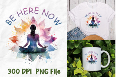 Be Here Now Yoga Silhouette Lotus