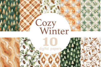 Cozy Winter Digital Paper | Christmas Pattern Background Set