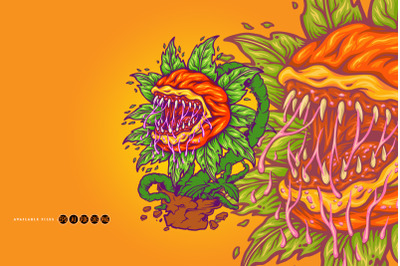 Halloween fantasy terrifying plant monster