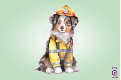 Firefighter Australian Shepherd Dog