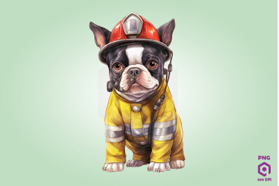 Firefighter Boston Terrier Dog