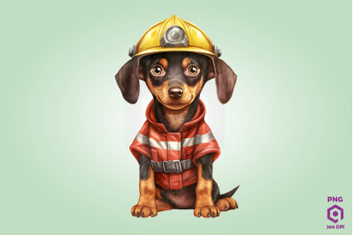 Firefighter Doberman Pinscher Dog