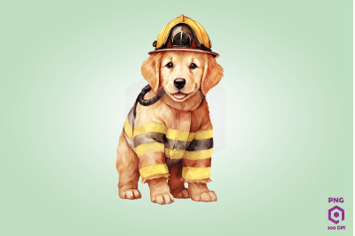 Firefighter Golden Retriever Dog