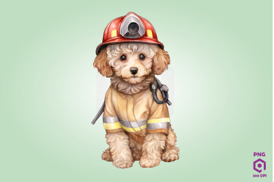 Firefighter Poodle Dog