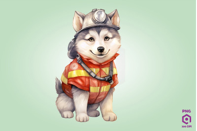 Firefighter Siberian Husky Dog