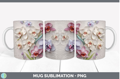 3D ORCHID FLOWERS MUG WRAP | SUBLIMATION COFFEE CUP DESIGN