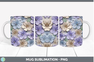 3D PERIWINKLE FLOWERS MUG WRAP | SUBLIMATION COFFEE CUP DESIGN
