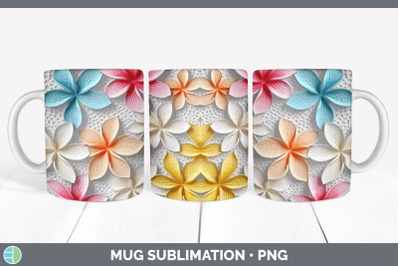 3D PLUMERIA FLOWERS MUG WRAP | SUBLIMATION COFFEE CUP DESIGN
