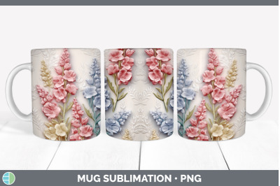 3D SNAPDRAGON FLOWERS MUG WRAP | SUBLIMATION COFFEE CUP DESIGN