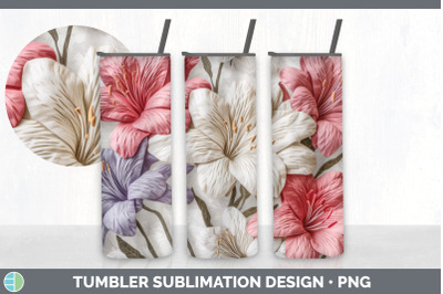3D Azalea Flowers Tumbler | Sublimation 20 oz Skinny Tumbler Design