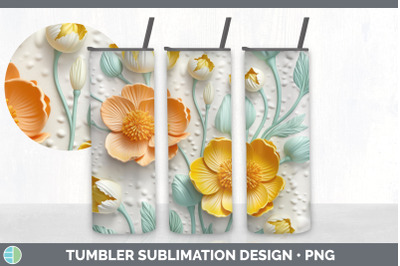 3D Buttercup Flowers Tumbler | Sublimation 20 oz Skinny Tumbler Design